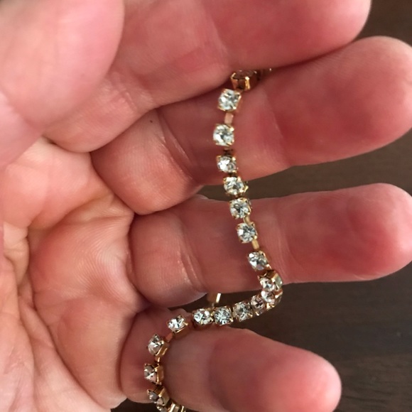 Gold Bracelet with Rhinestones!  7”.  Very sparkly! - Picture 4 of 6